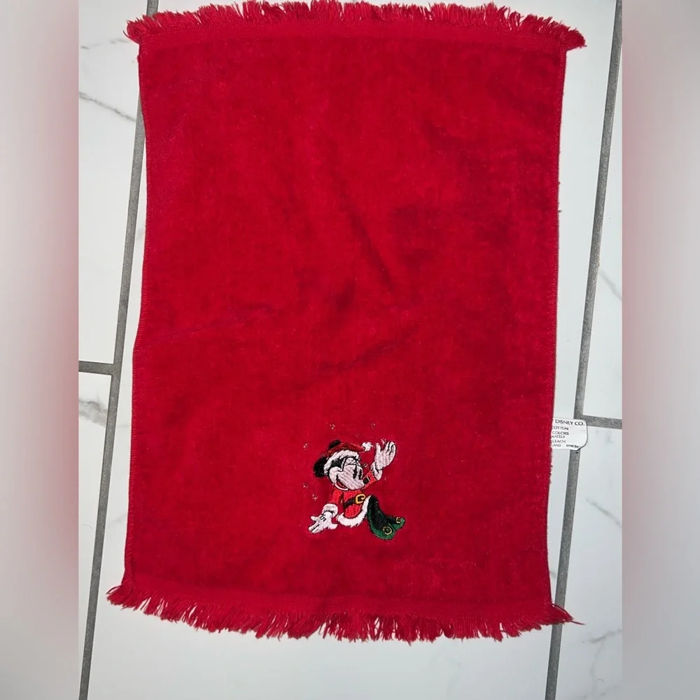 disney minnie mouse christmas red dish hand towel